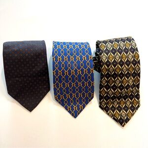 Vintage Men’s Pure Silk Neck Ties Set of Three Lands End & Brooks Brothers 90s